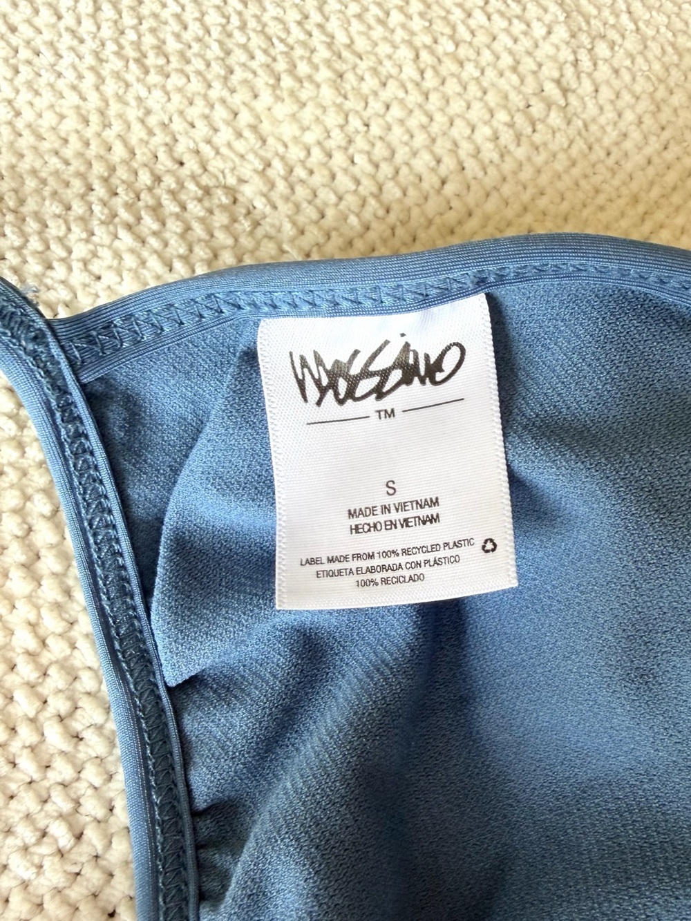 Navy Blue Textured Triangle Bikini Top — Size Small - Picture 2 of 2